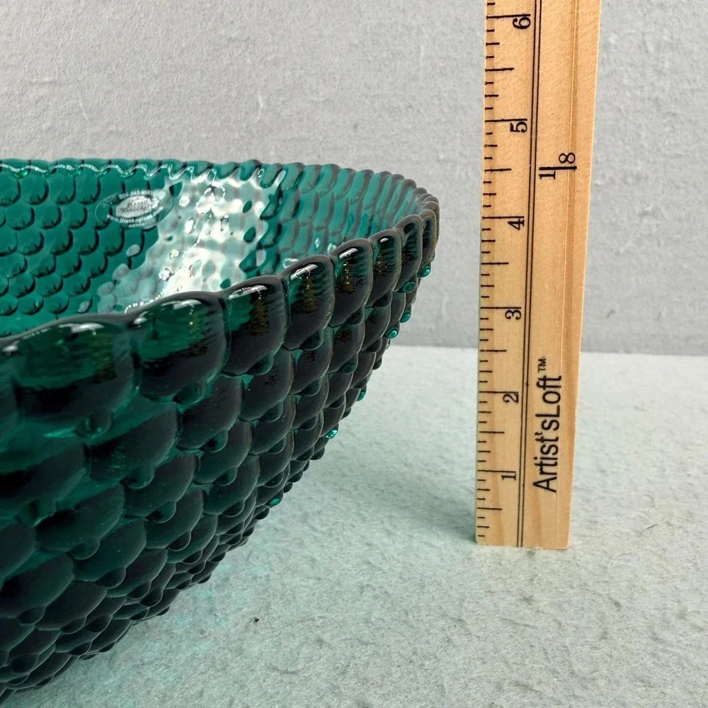 Blenko Art Glass Glimmer Bowl #943L Emerald‎ Green